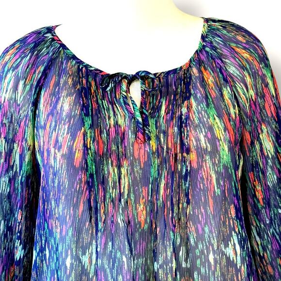 Liz Claiborne Woman 3/4 Sleeves Keyhole Sheered Tops Blouse Size 1X Multicolor - Picture 4 of 14